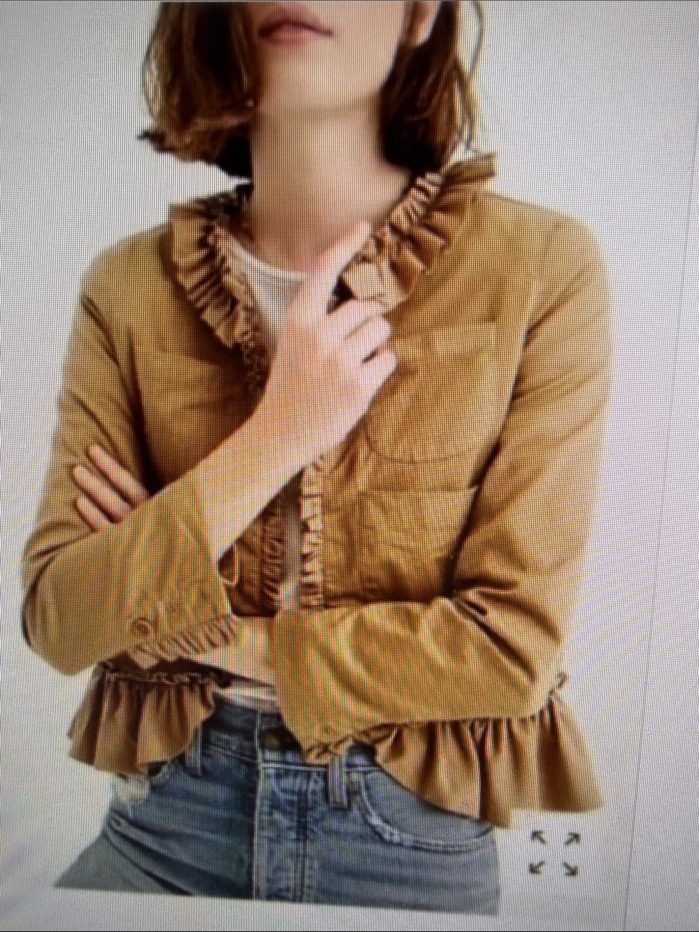 J Crew Chino Ruffle Tan Jacket Hook Eye Close Peplum Utility Preppy Coquette 14